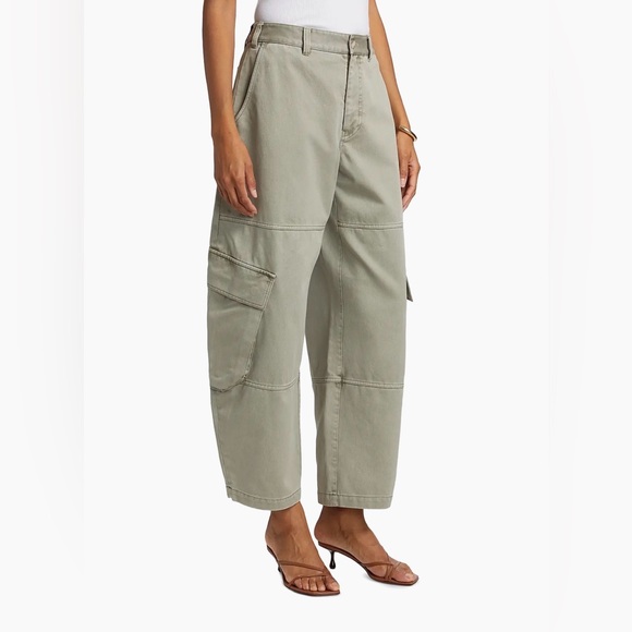 Frame Denim Wide Leg Army Green Cargo Bubble Pants in Sage Size 27 - Picture 2 of 9